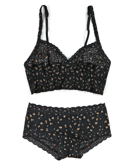 Hanky Panky 7J7271 + 7J1201 Black/Praline X Dye Retro Bralette + Boyshort myselflingerie.com