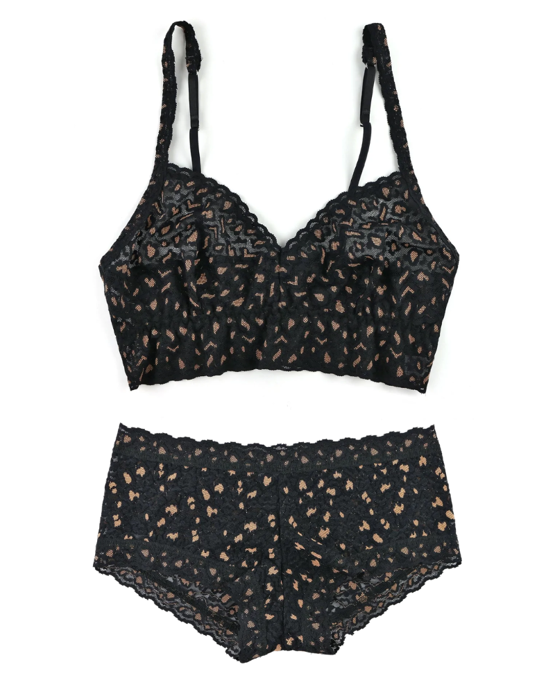 Hanky Panky 7J7271 + 7J1201 Black/Praline X Dye Retro Bralette + Boyshort myselflingerie.com