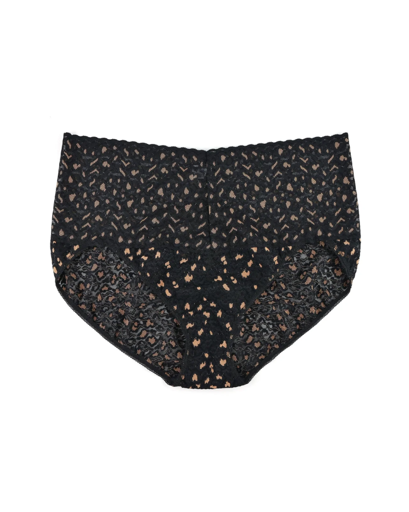 Hanky Panky 7J2121X Black/Praline X Dye Leopard Retro V-Kini Plus Size myselflingerie.com