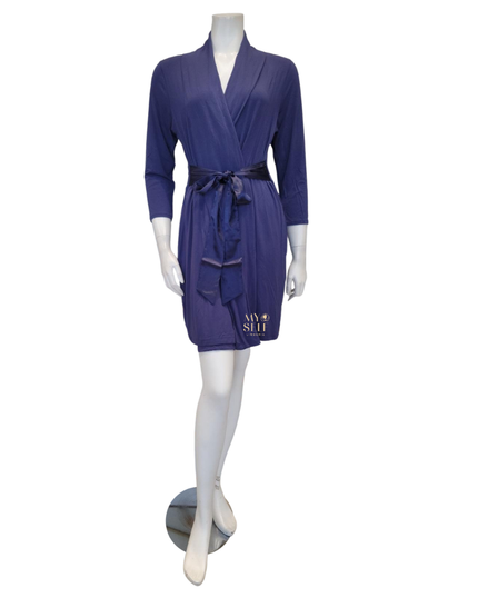 Fleur't 620 Oxford Blue Modal Short Morning Robe myselflingerie.com