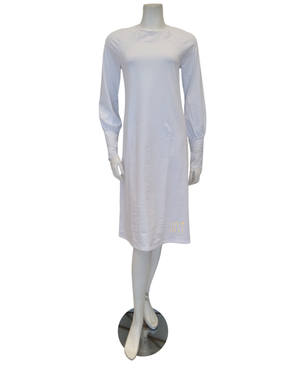 Oh! Zuza M8907 Lace Raglan Long Sleeve White Modal Nightshirt  myselflingerie.com