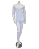 Oh! Zuza Lace Raglan Sleeves Button Down White Cotton Pajamas Set