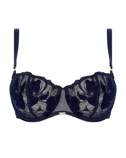 Chantelle 12Q5 Marine Blue Velvet Demi Underwire Bra myselflingerie.com