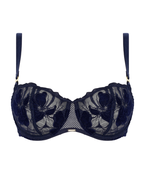 Chantelle 12Q5 Marine Blue Velvet Demi Underwire Bra myselflingerie.com