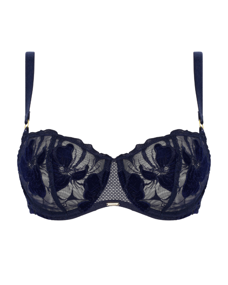 Chantelle 12Q5 Marine Blue Velvet Demi Underwire Bra myselflingerie.com