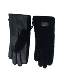 UGG Black Sherpa and Leather Zip Gloves