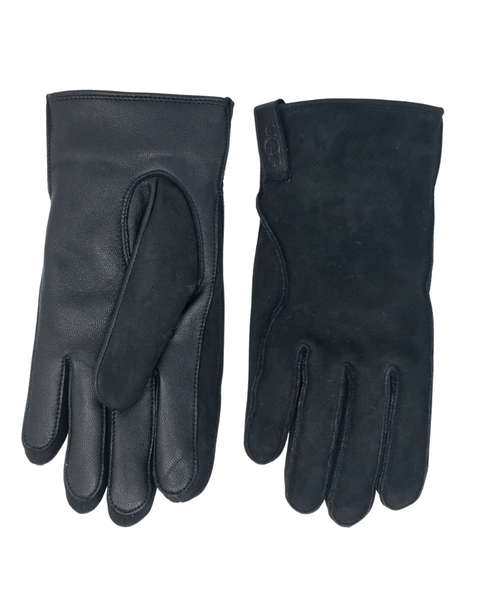 UGG 21637 Black Leather Clamshell Logo Men's Gloves Myselflingerie.com