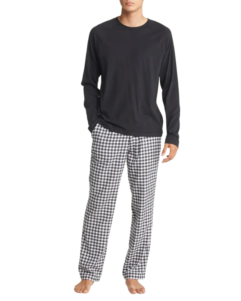 UGG 1106629 Men's Steiner Pajamas Set in Gift Box Black / White Check myselflingerie.com