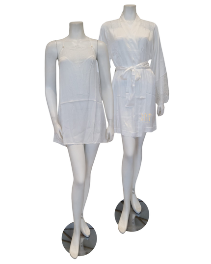 Oh! Zuza 3938 + 3939 Elegant Lace Ivory Chemise & Kimono Set myselflingerie.com