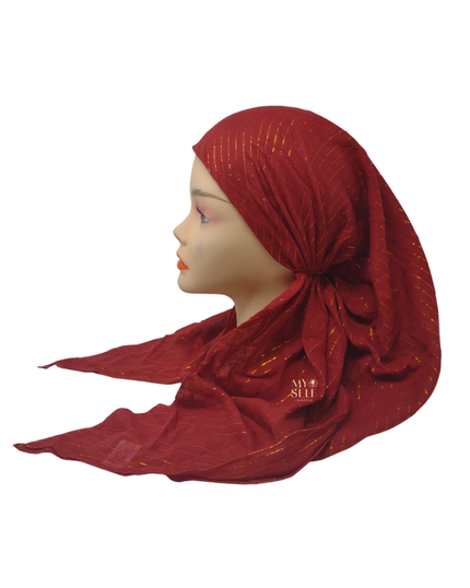 SG CS-03R Ruby Golden Lurex Stripes Cotton Adjustable Pre-Tied Bandanna myselflingerie.comSG CS-03R Ruby Golden Lurex Stripes Cotton Adjustable Pre-Tied Bandanna myselflingerie.com