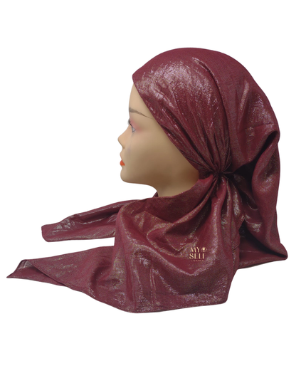 SG CS-01BYS Burgundy/Silver Metallic Cotton Adjustable Pre-Tied Bandanna myselflingerie.com