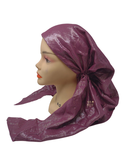 SG CS-01ES Eggplant/Silver Metallic Cotton Adjustable Pre-Tied Bandanna myselflingerie.com