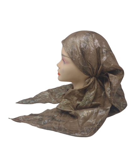 SG Brown/Silver Lurex Tie Dye Adjustable Pre-Tied Bandanna