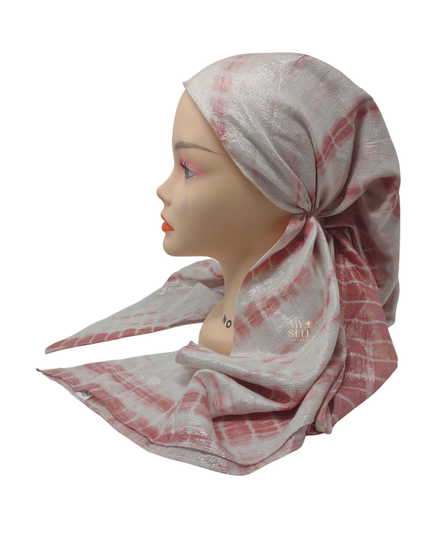 SG CS-05RS Ruby/Silver Lurex Tie Dye Adjustable Pre-Tied Bandanna myselflingerie.com