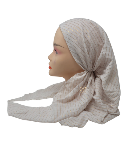 SG CS-03I Ivory Golden Lurex Stripes Cotton Adjustable Pre-Tied Bandanna myselflingerie.com