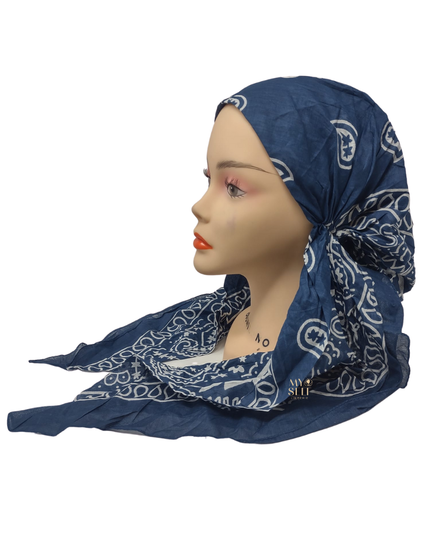 SG PR06-J Jeans Cotton Paisley Adjustable Pre-Tied Bandanna myselflingerie.com