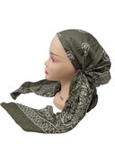 SG Olive Cotton Paisley Adjustable Pre-Tied Bandanna