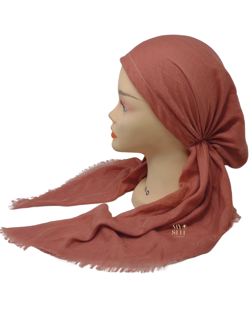 Lizi Headwear AOCOR Solid Coral Pre-tied Headscarf Bandanna myselflingerie.com
