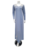 Iora Lingerie V Neck Lace Trim Baby Blue 100% Supima Cotton Nightgown