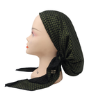 Triple Up Olive Patterned Unlined Pre-Tied Bandanna