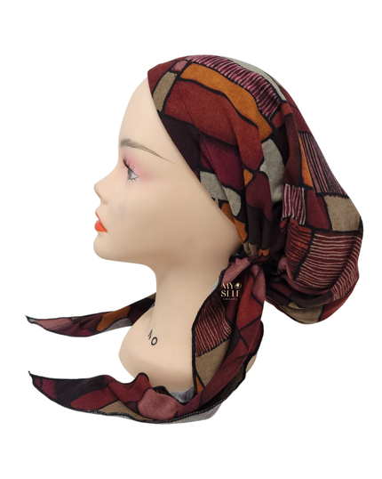 Triple Up BUL638 Multi Color Brick Design Lined Pre-Tied Bandanna myselflingerie.com