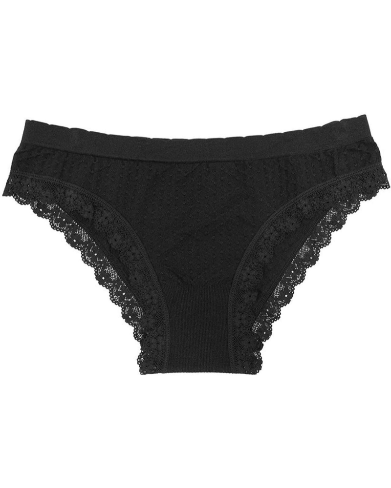 Love Libby 4662 Black Seamless Dot and Lace Knit Bikini myselflingerie.com