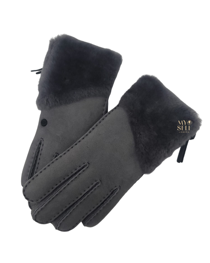 UGG 21617 Metal Sheepskin Gloves with Zipper myselflingerie.com