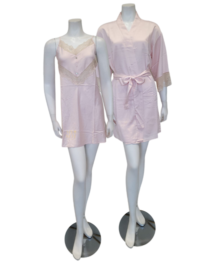 Flora Nikrooz Q81345 + Q81346 Light Pink Desirae Chemise & Wrap Set myselflingerie.com