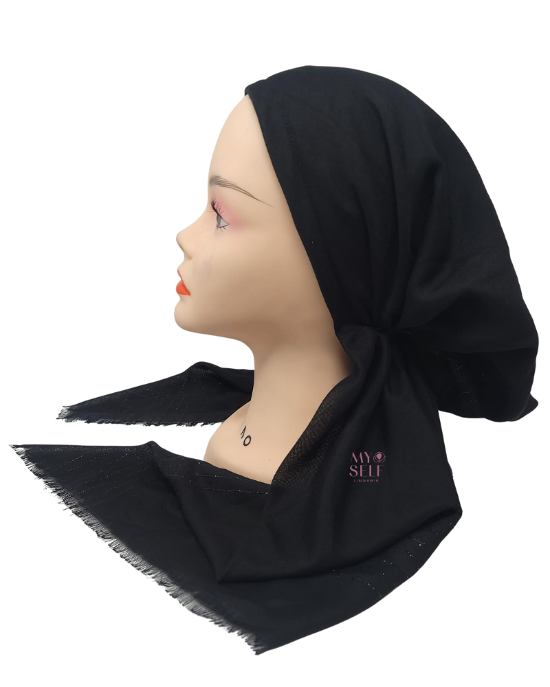 Lizi Headwear AVSHLBL Black Shimmer Lines Pre-Tied Bandanna with Full Grip myselflingerie.com