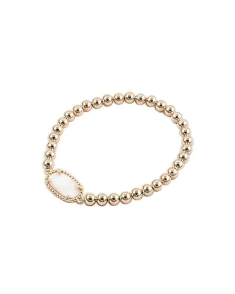 BITZ Gold Ball & CZ Mother of Pearl Heart Stacking Bracelet
