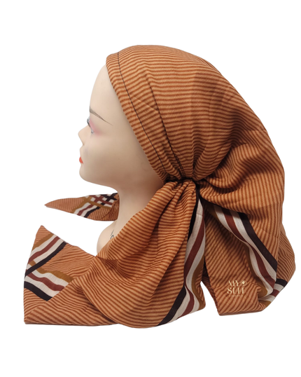 Lizi Headwear OBVSPRU Rust Sport Stripe Open Back Bandanna with Full Grip myselflingerie.com