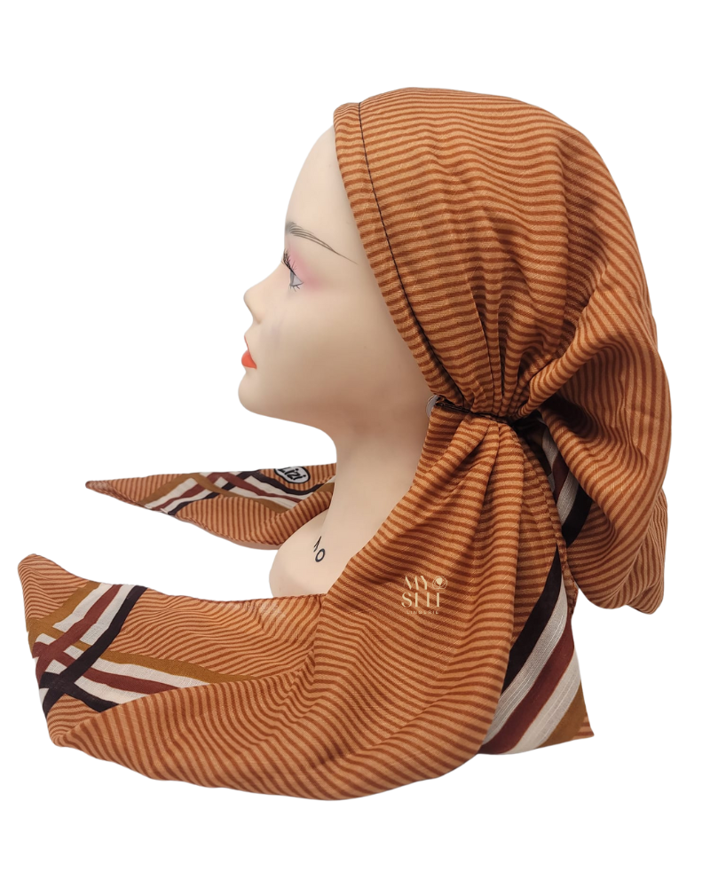 Lizi Headwear AVSPRU Rust Sport Stripe Pre-Tied Bandanna with Full Grip myselflingerie.com