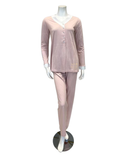 Iora Lingerie V Neck Button Detail Pink Modal Pajamas Set