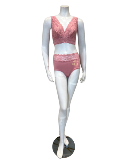 Cosabella NEVER1389 + 0743 Jaipur Pink Super Curvy Longline Bralette & Panty Set myselflingerie.com