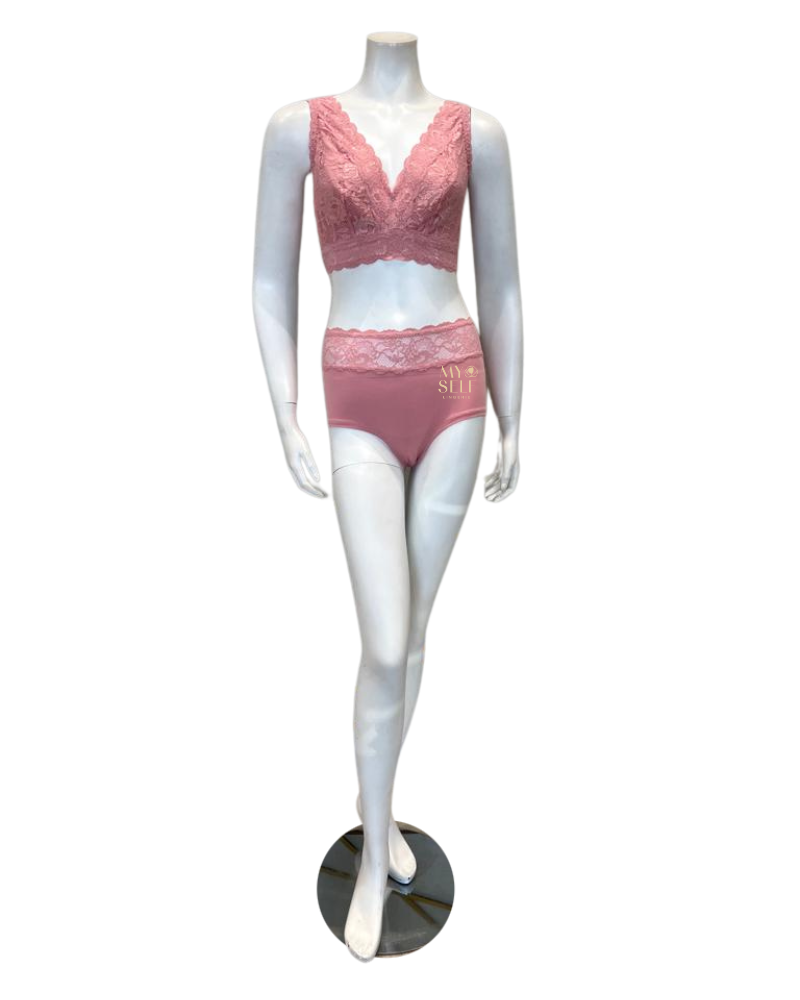 Cosabella NEVER1389 + 0743 Jaipur Pink Super Curvy Longline Bralette & Panty Set myselflingerie.com