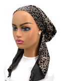Ahead Blue Moon Leopard Luster Lined Pre-Tied Bandanna