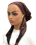 Ahead Black/Burgundy Leopard Luster Lined Pre-Tied Bandanna