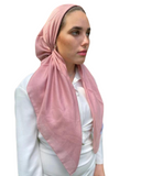 Scarf Bar SB Classic Solid Shimmer Rose Pre-Tied Bandanna with Full Grip myselflingerie.com