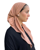 Scarf Bar Classic Jersey Ribbed Peach Pre-Tied Bandanna with Full Grip myselflingerie.com