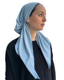 Scarf Bar Classic Jersey Ribbed Sky Blue Pre-Tied Bandanna with Full Grip myselflingerie.com