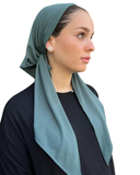 Scarf Bar Classic Jersey Ribbed Teal Green Pre-Tied Bandanna with Full Grip myselflingerie.com