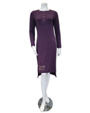 3351-N Plum Long Sleeve Modal Button Down Nightshirt