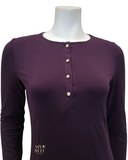 Vanilla Night and Day 3351-N Plum Long Sleeve Modal Button Down Nightshirt myselflingerie.com