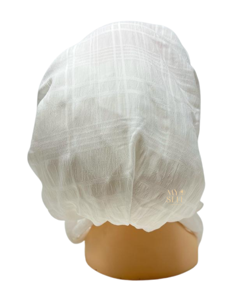 Ahead 22PHX4226 Bright White Tiered Lined Pre-Tied Bandanna myselflingerie.com