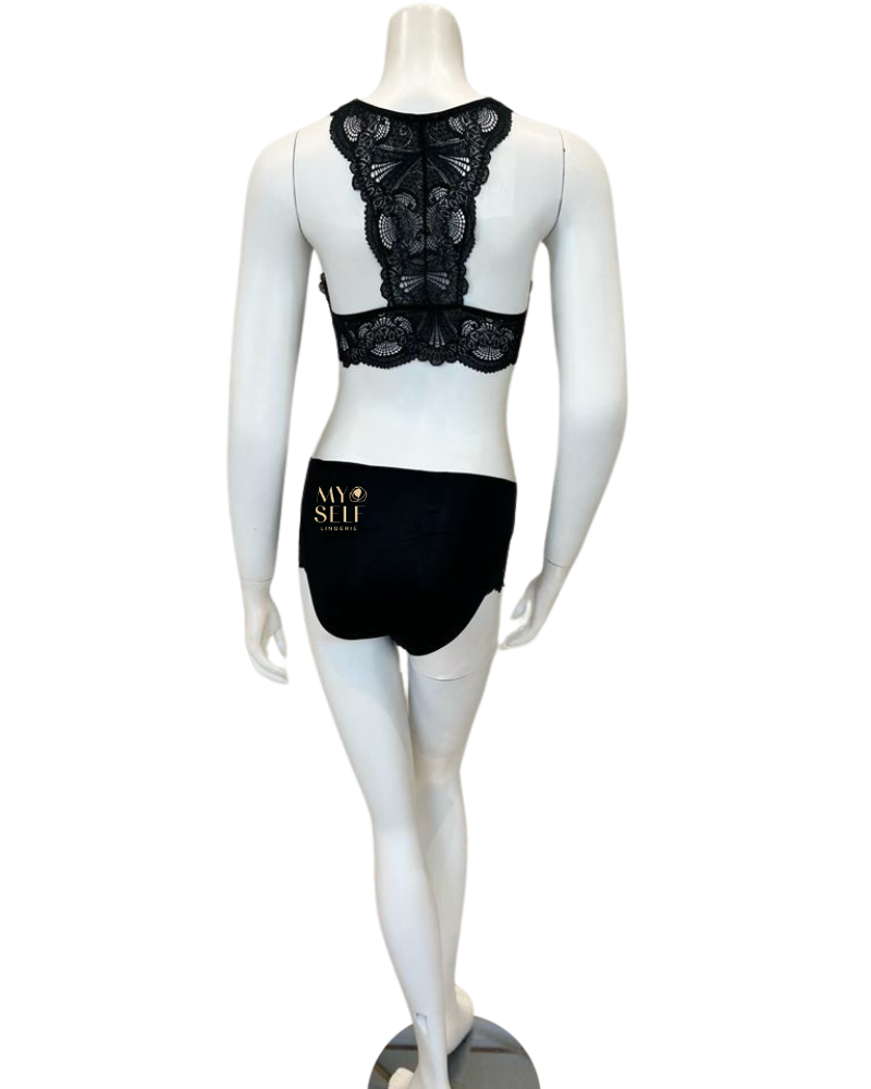 Fleurt 612 + 606 Black Belle Opoque Bralette & Panty Set myselflingerie.com