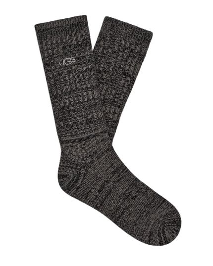 UGG 1115893 Black Trey Rib Knit Men's Crew Socks myselflingerie.com