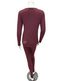 Jackie O'Loungewear VPJ-RS Rose Ribbed V Neck Pajamas Set myselflingerie.com