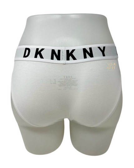 DKNY DK4513 White Wide Waistband DKNY Cotton Bikini myselflingerie.com