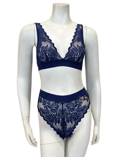 Kilo Brava 11046 + 12055 Blue Lace Tall Triangle Bralette & Panty Set myselflingerie.com