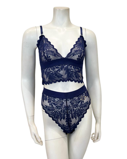 Kilo Brava 11047 + 12055 Blue Lace Longline Bralette & Panty Set myselflingerie.com